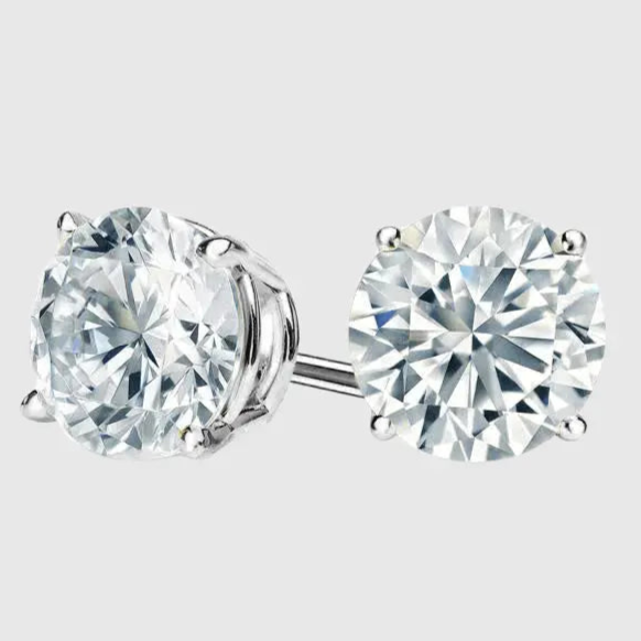 VVS ROUND STUD EARRINGS 5MM - White Gold Vermeil