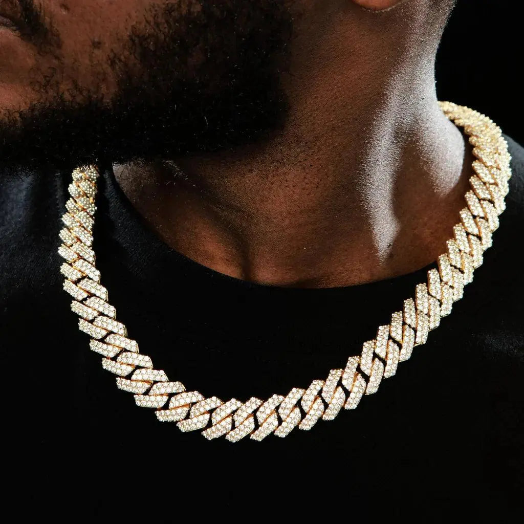14MM ICED OUT CUBAN LINK CHAIN - Cartice™LuxuryJewelryGoldSilverWatchBraceletNecklaceChainIced-outCubanMoissaniteTarnish-freeStainlessDurablePremiumShinePlatedStatementDiamondAffordable