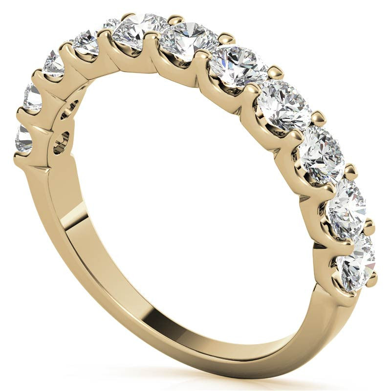 Yellow Gold Moissanite Round Shape Band