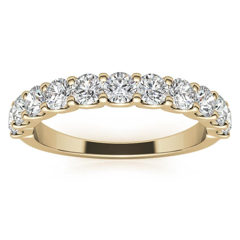Yellow Gold Moissanite Round Shape Band