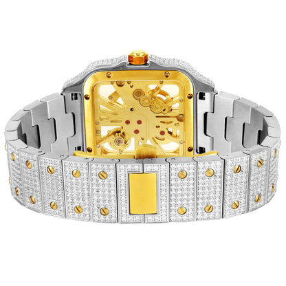 Skeleton Dial Watch Moissanite 19.5Ct. Two Tone Automatic