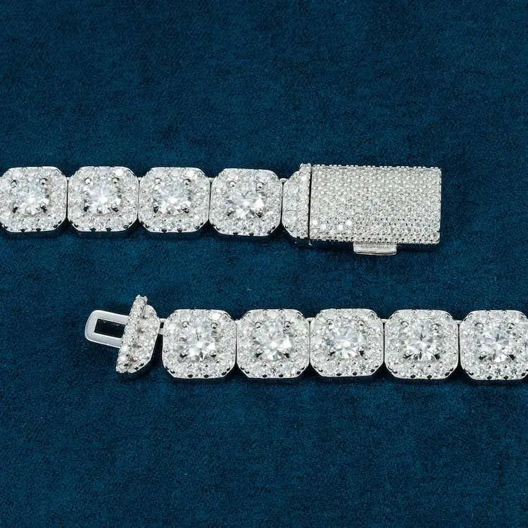 10MM Moissanite Cluster Tennis chain - Gold Vermeil