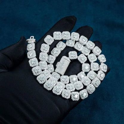 10MM Moissanite Cluster Tennis chain - Gold Vermeil