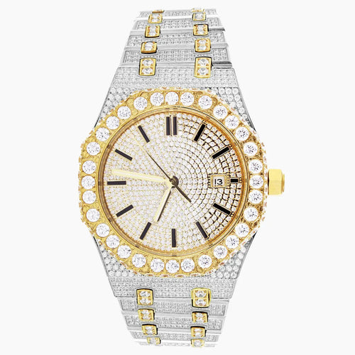 Moissanite Diamond Bezel Two Tone Watch