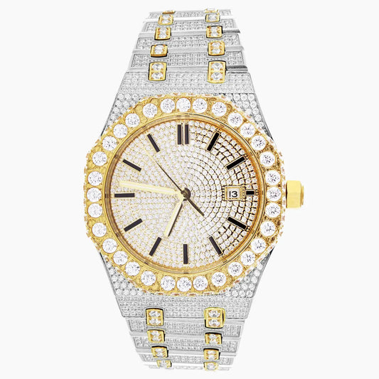 Moissanite Diamond Bezel Two Tone Watch