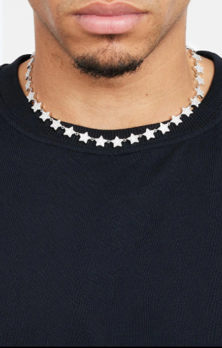 8MM ICED STAR CHAIN - WHITE GOLD
