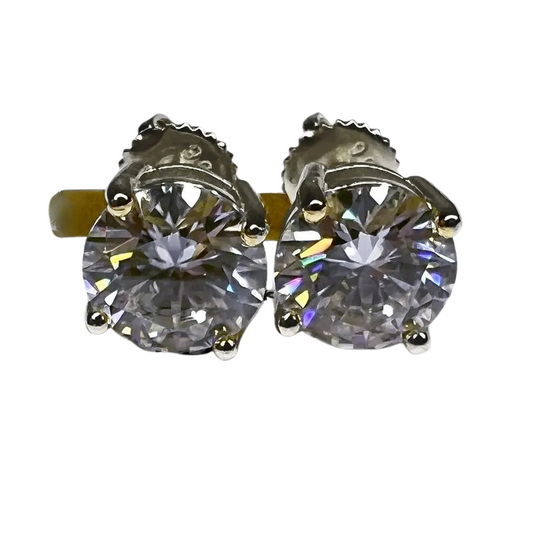 VVS ROUND STUD EARRINGS 5MM   - White Gold Vermeil