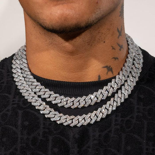 14MM ICED OUT CUBAN LINK CHAIN - Cartice™LuxuryJewelryGoldSilverWatchBraceletNecklaceChainIced-outCubanMoissaniteTarnish-freeStainlessDurablePremiumShinePlatedStatementDiamondAffordable
