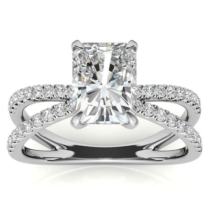 14k Gold Moissanite Emerald Shape Ring – LR00204